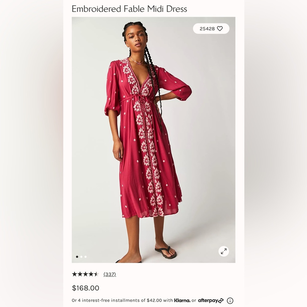 Free People Embroidered Fable Midi Dress